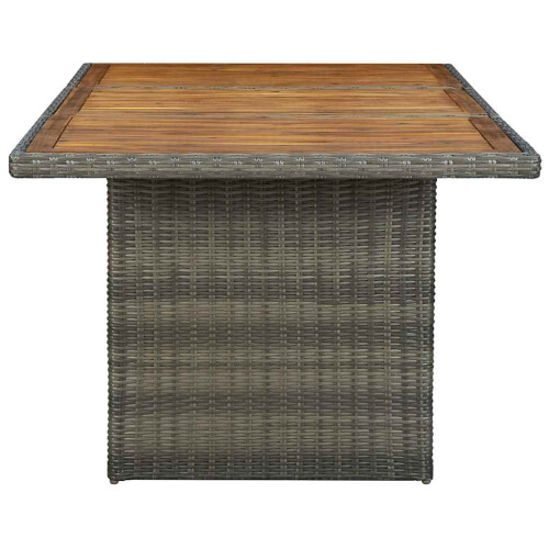Berkfield Garden Table Brown Poly Rattan and Solid Acacia Wood 2