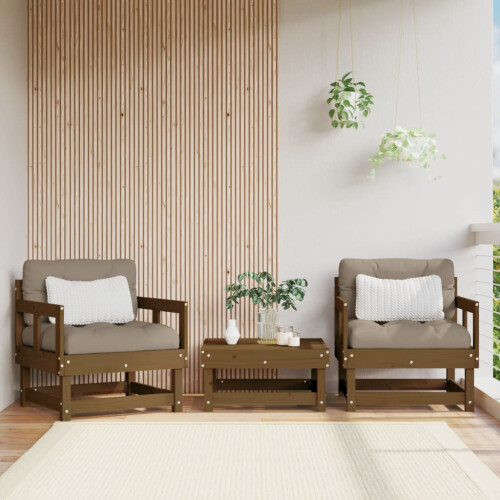 Berkfield Garden Chairs 2 pcs Honey Brown Solid Wood Pine