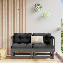 Berkfield Garden Corner Sofas 2 pcs Grey Solid Wood Pine