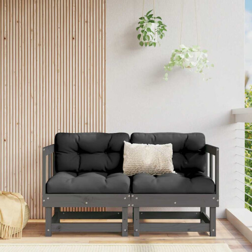 Berkfield Garden Corner Sofas 2 pcs Grey Solid Wood Pine
