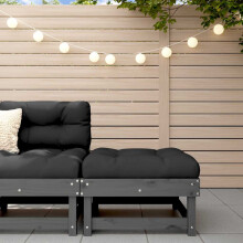 Berkfield Garden Footstool with Cushion Grey Solid Wood Pine