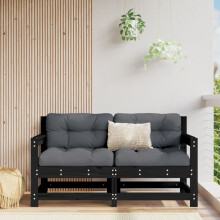 Berkfield Garden Corner Sofas 2 pcs Black Solid Wood Pine
