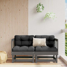 Berkfield Corner Sofas with Cushions 2 pcs Grey Solid Wood Pine