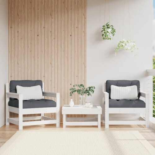 Berkfield Garden Chairs 2 pcs White Solid Wood Pine