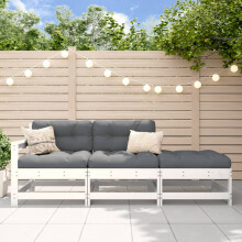 Berkfield 3 Piece Garden Lounge Set White Solid Wood Pine