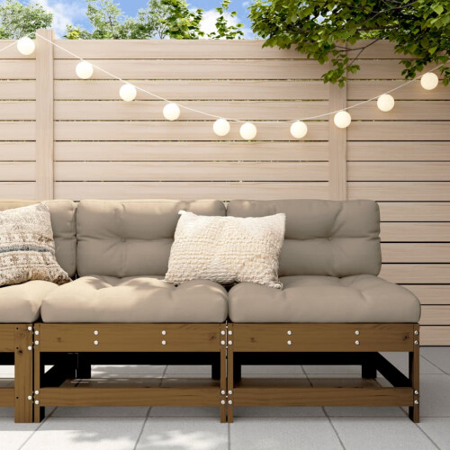 Berkfield Garden Middle Sofas 2 pcs Honey Brown Solid Wood Pine