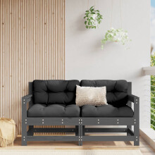 Berkfield Garden Corner Sofas 2 pcs Grey Solid Wood Pine