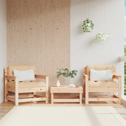 Berkfield Garden Chairs with Cushions 2 pcs Solid Wood Pine