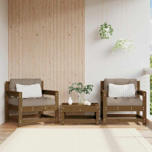 Berkfield Garden Chairs with Cushions 2 pcs Honey Brown Solid Wood Pine