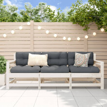 Berkfield 3 Piece Garden Lounge Set White Solid Wood Pine