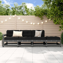 Berkfield 4 Piece Garden Lounge Set Grey Solid Wood Pine