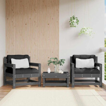 Berkfield Garden Chairs with Cushions 2 pcs Grey Solid Wood Pine