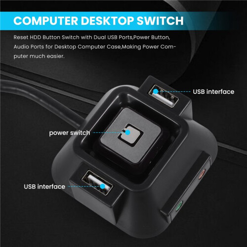 Desktop Computer Case ,Reset HDD Button  with Dual USB ,Power Button,Audio  for Desktop PC Case