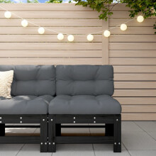 Berkfield Garden Middle Sofa Black Solid Wood Pine