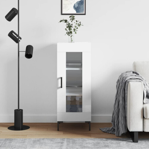 Berkfield Sideboard High Gloss White 34.5x34x90 cm Engineered Wood