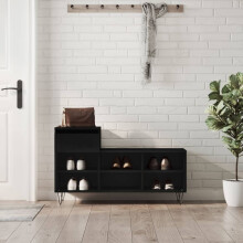 Berkfield Shoe Cabinet Black 102x36x60 cm Engineered Wood