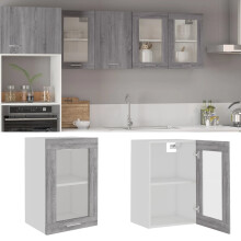 Berkfield Hanging Glass Cabinet Lyon Grey Sonoma 40x31x60 cm Engineered Wood