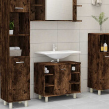 Berkfield Bathroom Cabinet Smoked Oak 60x32x53.5 cm Engineered Wood