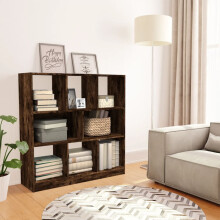 Berkfield Book Cabinet Smoked Oak 97.5x29.5x100 cm Engineered Wood
