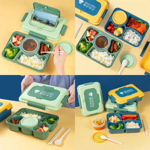 Mikrowellengeeignete geteilte Bentos-Box-Grünes Viertelgitter 2