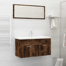 Berkfield 2 Piece Bathroom Furniture Set Smoked Oak Engineered Wood