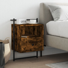 Berkfield Bedside Cabinet Wall-mounted Smoked Oak 40x30x61 cm Engineered Wood