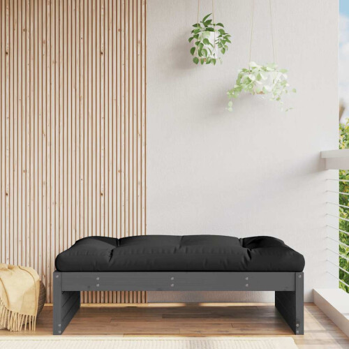 Berkfield Garden Footstool Grey 120x80 cm Solid Wood Pine