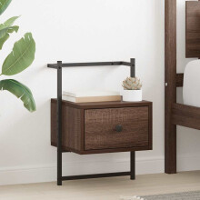 Berkfield Bedside Cabinet Wall-mounted Brown Oak 35x30x51 cm Engineered Wood