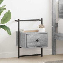 Berkfield Bedside Cabinet Wall-mounted Grey Sonoma 35x30x51 cm Engineered Wood