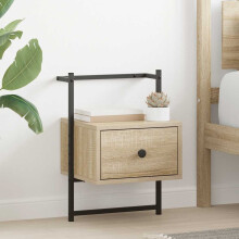 Berkfield Bedside Cabinet Wall-mounted Sonoma Oak 35x30x51 cm Engineered Wood