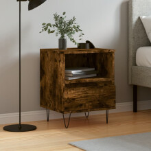 Berkfield Bedside Cabinet Smoked Oak 40x35x50 cm Engineered Wood