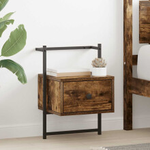 Berkfield Bedside Cabinet Wall-mounted Smoked Oak 35x30x51 cm Engineered Wood
