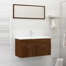 Berkfield 2 Piece Bathroom Furniture Set Brown Oak Engineered Wood