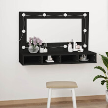 Berkfield Mirror Cabinet with LED Black 90x31.5x62 cm