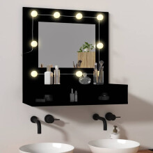 Berkfield Mirror Cabinet with LED Black 60x31.5x62 cm