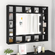 Berkfield LED Mirror Cabinet Black 91x15x76.5 cm