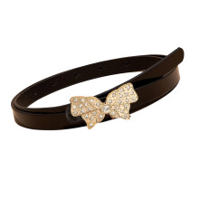 Sparkling Rhinestones Clasp Belt Skinny-Black Adult version