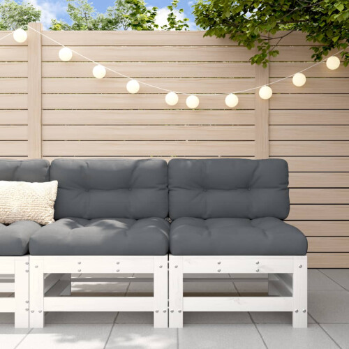 Berkfield Garden Middle Sofas 2 pcs White Solid Wood Pine