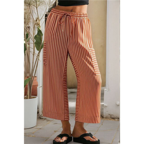 Women'S Summer Comfortable Wide Leg Pants Brown S 2