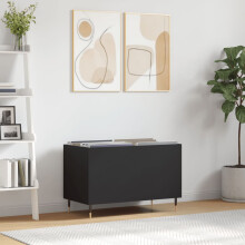 Berkfield Record Cabinet Black 74.5x38x48 cm Engineered Wood