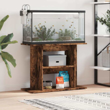 Berkfield Aquarium Stand Smoked Oak 80x35x60 cm Engineered Wood
