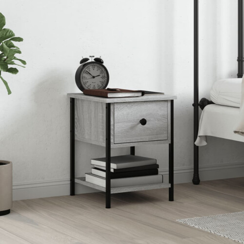 Berkfield Bedside Table Grey Sonoma 34x35.5x45 cm Engineered Wood