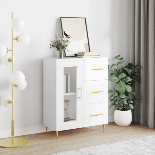 Berkfield Sideboard High Gloss White 69.5x34x90 cm Engineered Wood
