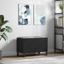 Berkfield Record Cabinet Black 74.5x38x48 cm Engineered Wood