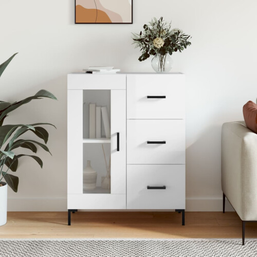 Berkfield Sideboard High Gloss White 69.5x34x90 cm Engineered Wood