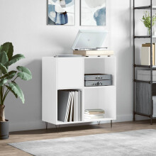 Berkfield Record Cabinet High Gloss White 84.5x38x89 cm Engineered Wood