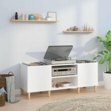 Berkfield Record Cabinet High Gloss White 121x38x48 cm Engineered Wood