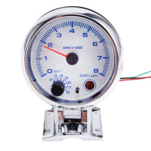 3.75-Inch Car Instrument Panel Tachometer White-Faced -Light Chrome Plated Housing Car Modified Racing Meter