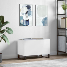 Berkfield Record Cabinet High Gloss White 74.5x38x48 cm Engineered Wood