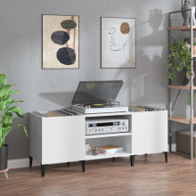 Berkfield Record Cabinet White 121x38x48 cm Engineered Wood